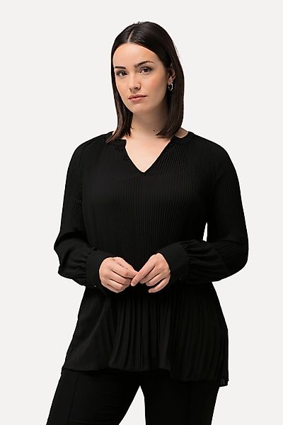 Ulla Popken Tunika Plissee-Tunika A-Linie Rundhals günstig online kaufen