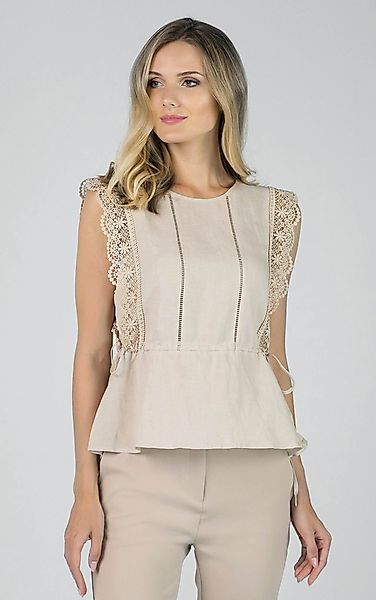Passioni Blusentop aus Leinenmischstoff mit Spitzendetails günstig online kaufen