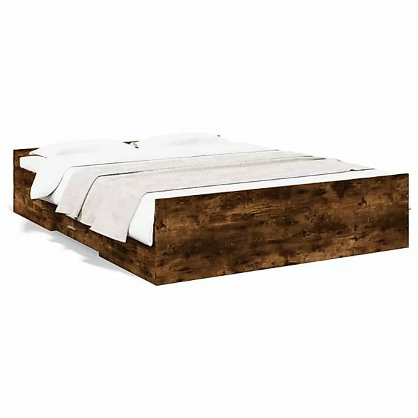 vidaXL Bett Bettgestell mit Schubladen Räuchereiche 160x200cm Holzwerkstoff günstig online kaufen