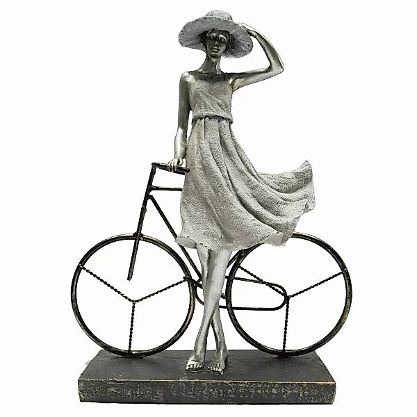 Deko-figur Dkd Home Decor Damen Silberfarben Fahrrad Metall Harz (27,5 X 9, günstig online kaufen