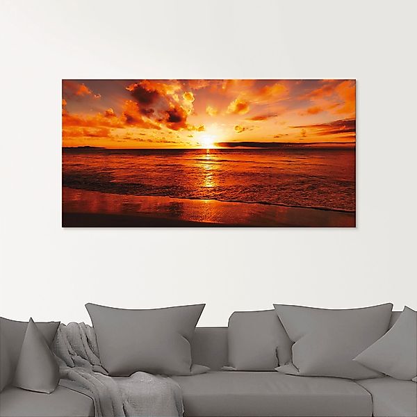 Artland Glasbild "Schöner Sonnenuntergang Strand" Gewässer 1 Stk. tlg. in v günstig online kaufen