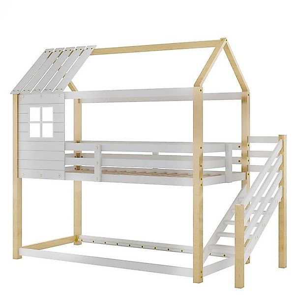 i@home Etagenbett, Bett mit Ecktreppe, Hausbett, Kinderbett mit Fallschutz günstig online kaufen