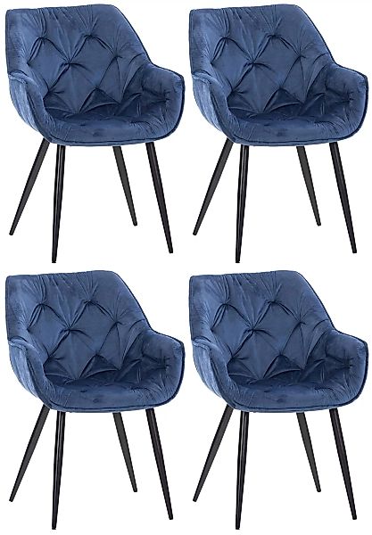 4er Set Stuhl Tanna Samt-blau günstig online kaufen