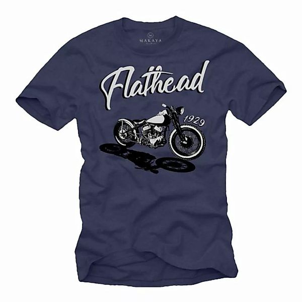 MAKAYA T-Shirt Herren Motorrad Motiv Audruck Flathead Männer Geschenke Moto günstig online kaufen