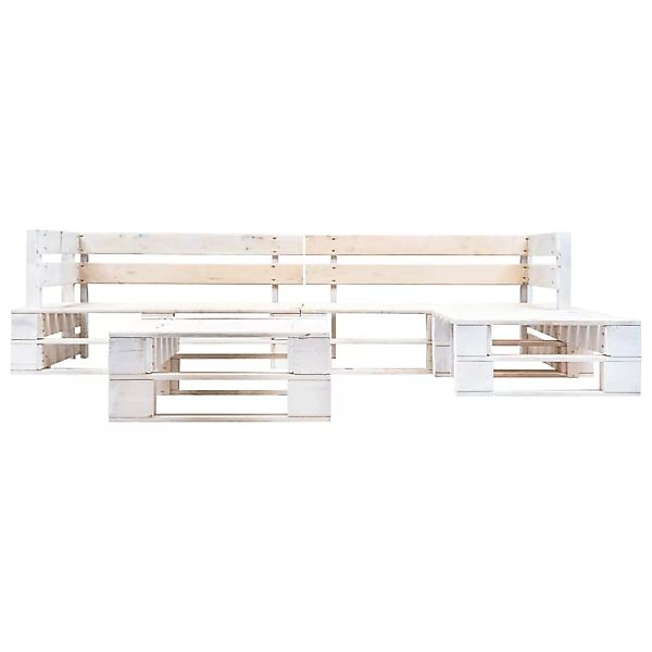 4-tlg. Garten-paletten-sofagarnitur Holz Weiß günstig online kaufen