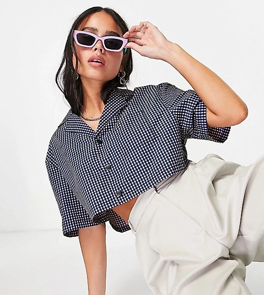 COLLUSION – Kastenförmiges Hemd aus Nylon in Pastelltönen kariert, Kombitei günstig online kaufen