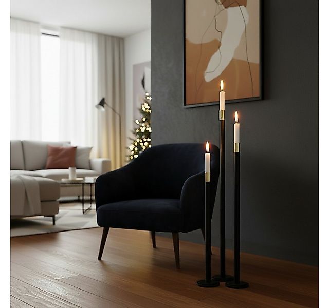 MF Kerzenhalter Bodenkerzenleuchter Mats Eisen Schwarz Gold Modern 76,5 cm günstig online kaufen