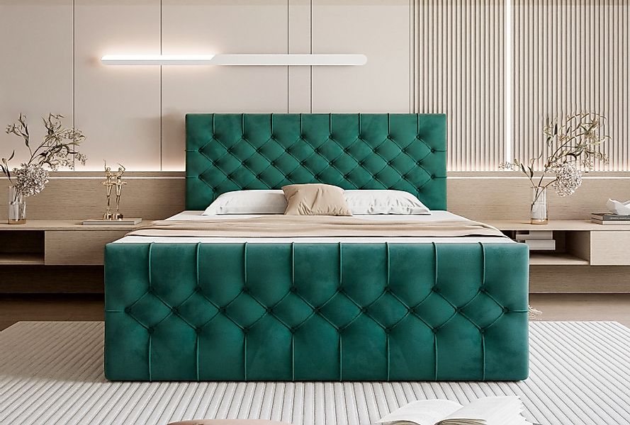 Goldstoff Boxspringbett TAURIEL mit 2x Bettkasten günstig online kaufen