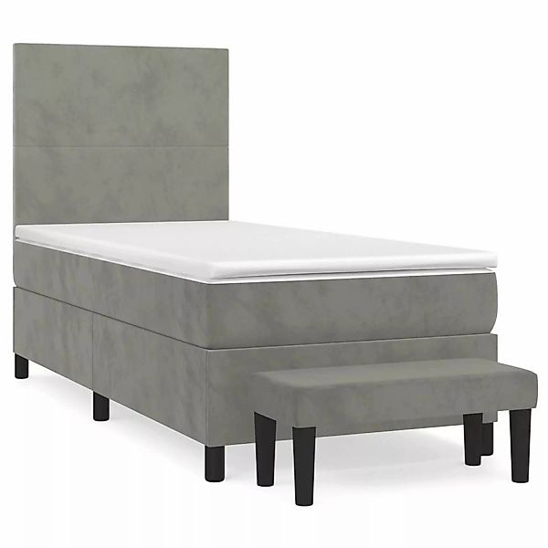 vidaXL Boxspringbett mit Matratze Hellgrau 100x200 cm Samt1357142 günstig online kaufen