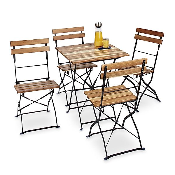 relaxdays Gartenstuhl 4er Set Natur günstig online kaufen