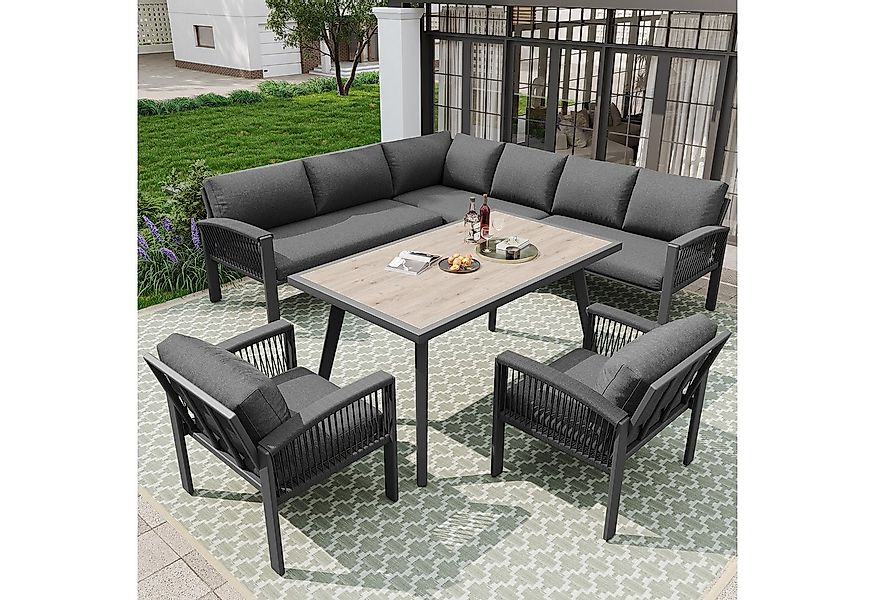 REDOM Gartenlounge-Set mit verzinktem Eisengestell, (für Garten, Balkon & T günstig online kaufen