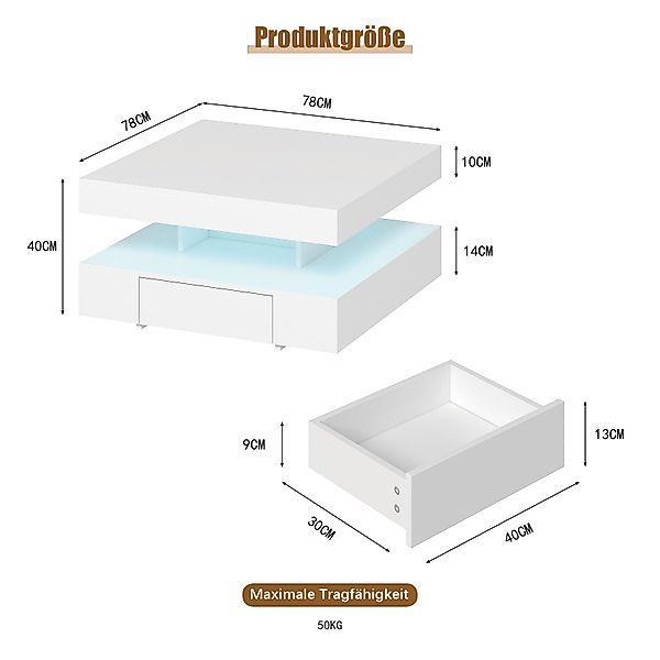 radelldar Couchtisch mit 2 Schubladen, LED&Fernsteuerung günstig online kaufen