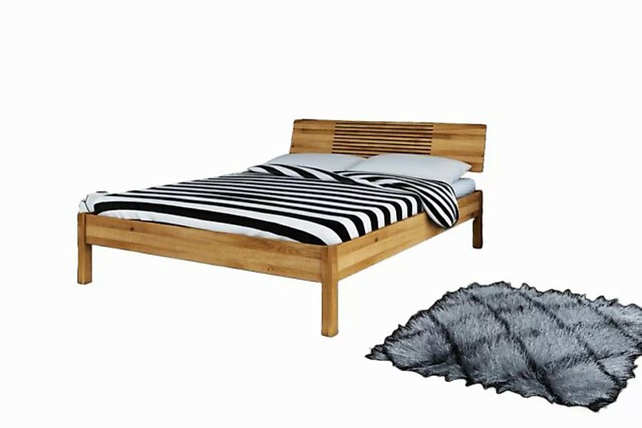 Natur24 Bett Bett Bento 6 Sonderlänge 180x220 Wildeiche Holzkopfteil und Ho günstig online kaufen