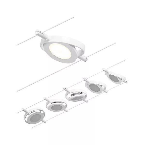 LED Seilsystem Basisset Roundmac in Weiß und Chrom 5x 4,5W 1400lm günstig online kaufen