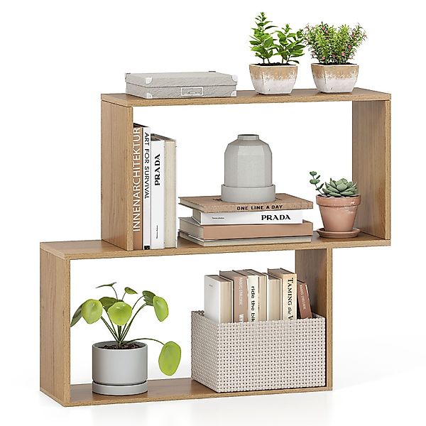 COSTWAY Bücherregal, 3-stöckig, Würfelregal Holz, geometrisch, günstig online kaufen