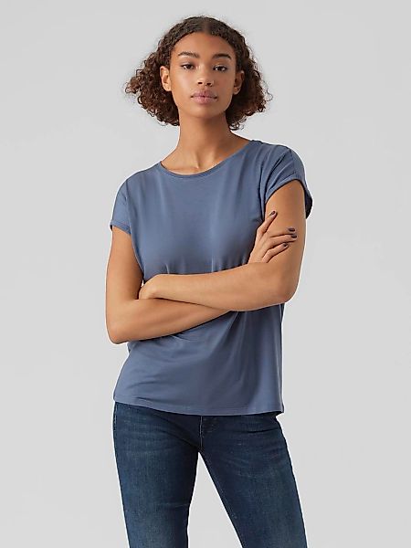 Vero Moda Rundhalsshirt "VMAVA PLAIN SS TOP GAJRS NOOS" Materialmix, regula günstig online kaufen