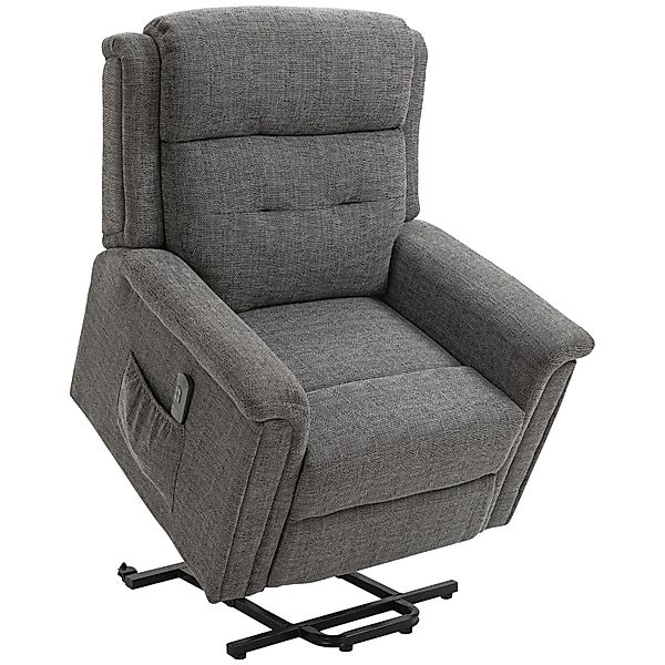 HOMCOM Aufstehsessel Polyester Stahl Grau 92L x 87B x 108H cm günstig online kaufen