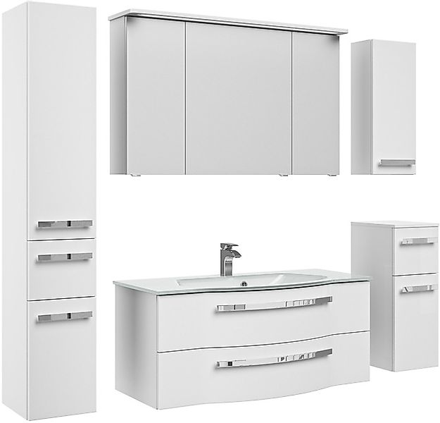 Saphir Badmöbel-Set »Serie 4005, vormontiert, Glaswaschbecken, Spiegelschra günstig online kaufen