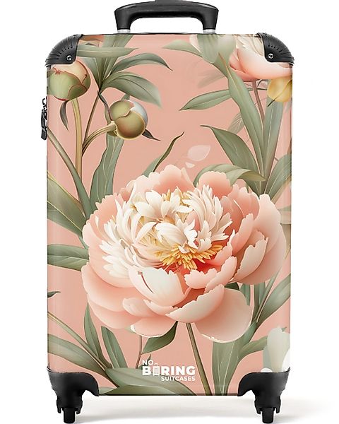 NoBoringSuitcases.com© Hartschalen-Trolley Rosa mit Pfingstrosen 55x35x20cm günstig online kaufen