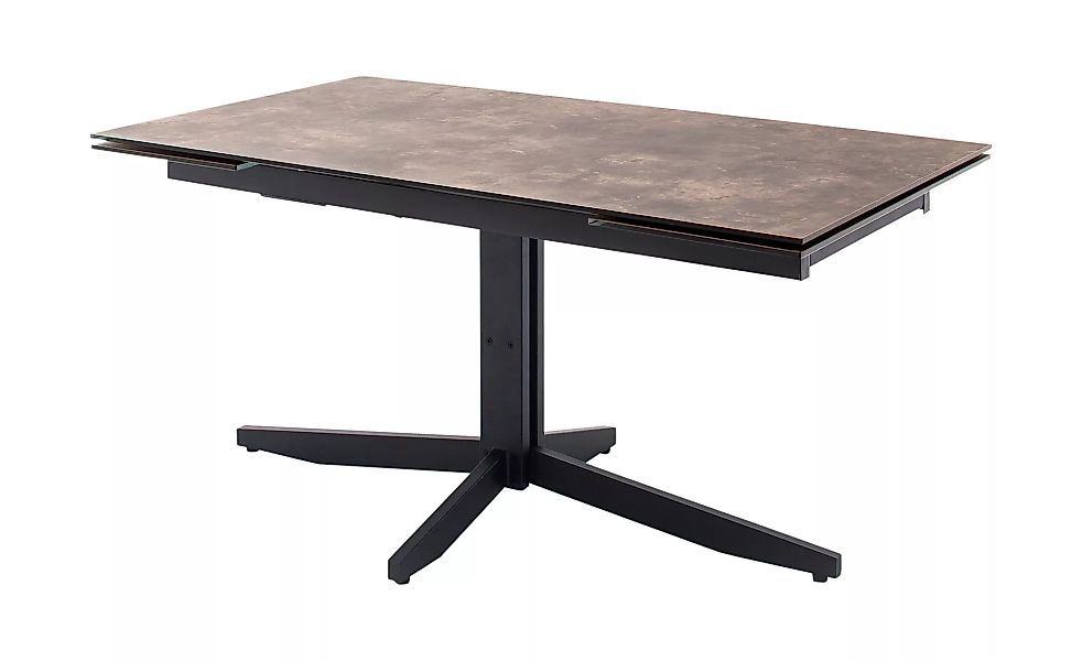 HPL/Glas-Säulentisch ausziehbar - grau - 90 cm - 76 cm - Tische > Esstische günstig online kaufen