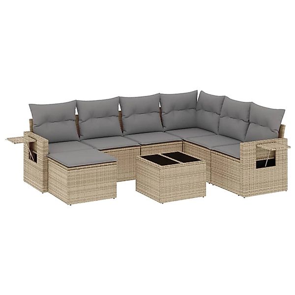 vidaXL 8-Tlg Garten-Sofagarnitur mit Kissen Beige Poly Rattan 3252846 günstig online kaufen