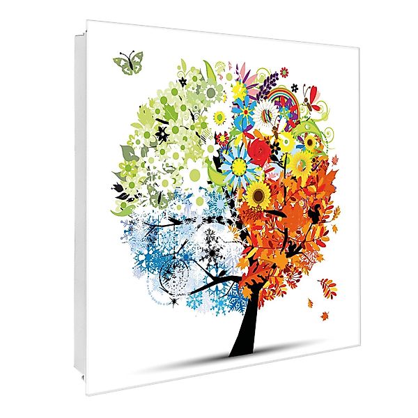 banjado Schlüsselkasten Glas Vier Jahreszeiten (Stahl Gehäuse, mit 50 Haken günstig online kaufen