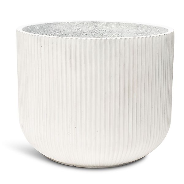 Linea Betontopf mit geriffelter Oberfläche Ø 54 cm, Höhe 43 cm weiß günstig online kaufen