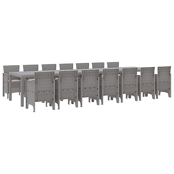 vidaXL Garten Essgruppe 15-Tlg Hellgrau Poly Rattan 3378808 günstig online kaufen