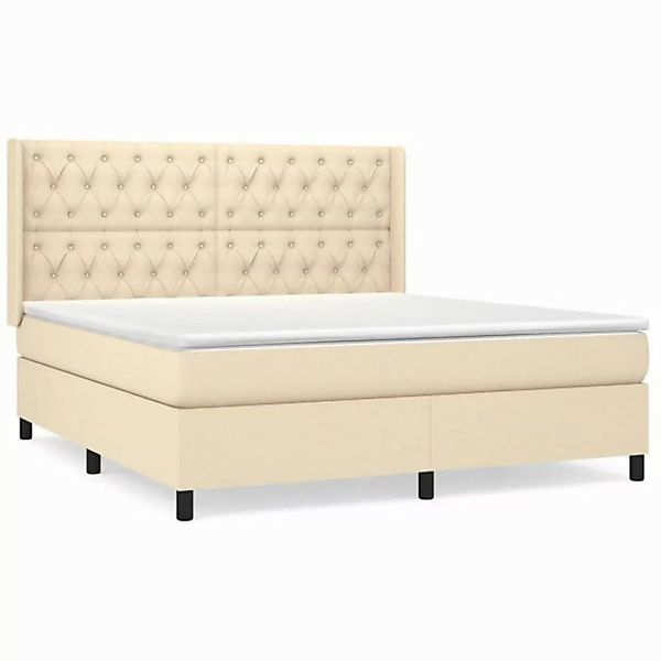 vidaXL Boxspringbett Boxspringbett mit Matratze Creme 160x200 cm Stoff Bett günstig online kaufen