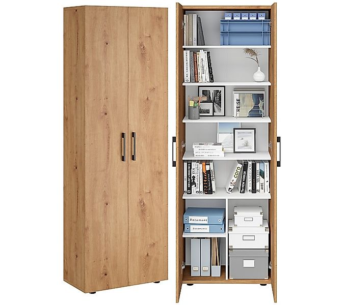 Bellamio Mehrzweckschrank Apol (Eichenoptik) Aktenschrank mit 2 Türen & 8 F günstig online kaufen