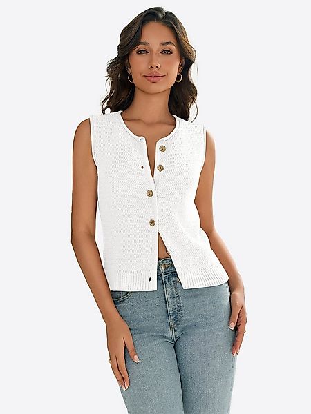 Imily Bela Tanktop Damen Ärmellose Strickweste mit Knopfleiste (Packung, 1- günstig online kaufen