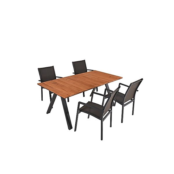Garden Pleasure Gartenmöbel-Set Set-03 Davina 5-teilig Schwarz-Braun FSC® günstig online kaufen