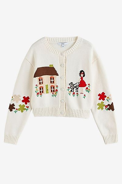 Next Strickjacke Strickjacke mit hohem Baumwollanteil, Hausmotiv (1-tlg) günstig online kaufen