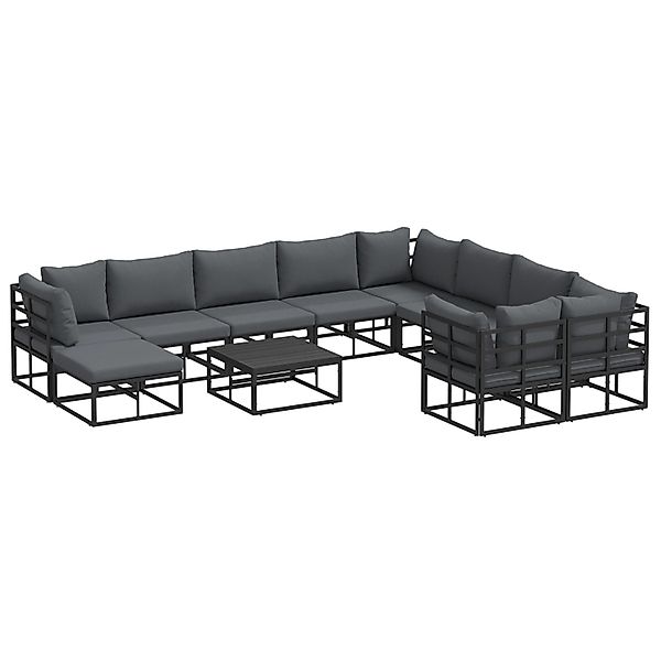 vidaXL Garten-Sofa-Set mit Kissen 11-Tlg Schwarz Aluminium 3378953 günstig online kaufen