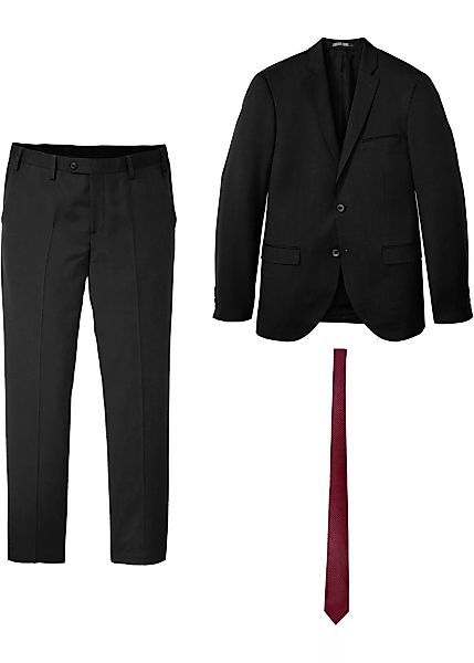 Anzug (3-tlg.Set): Sakko, Hose, Krawatte, Slim Fit günstig online kaufen
