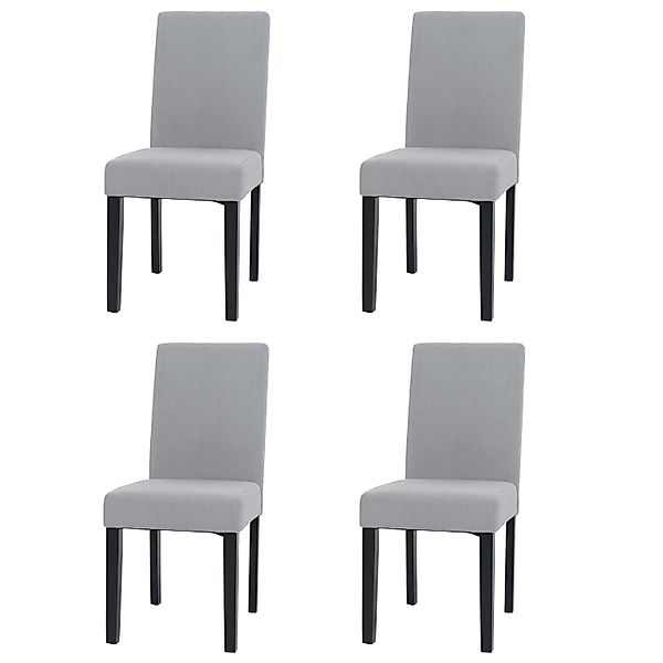 MCW Esszimmerstuhl Littau Cord 4er-Set Hellgrau Dunkle Beine günstig online kaufen