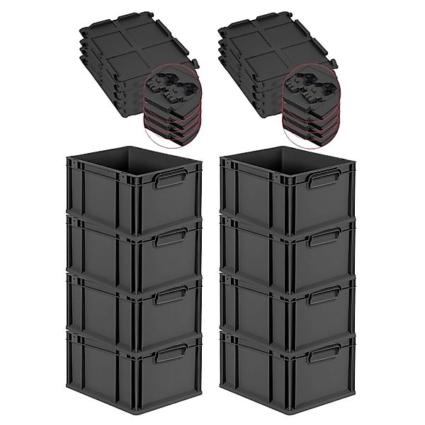 PROREGAL SuperSparSet 8x Eurobox Nextgen Grip Mit Scharnierdeckel Und Schwa günstig online kaufen