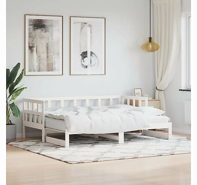 furnicato Bett Tagesbett Ausziehbar Weiß 90x190 cm Massivholz Kiefer günstig online kaufen