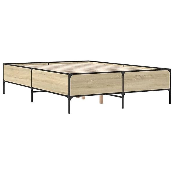 vidaXL Bettgestell Sonoma-Eiche 150x200 cm Holzwerkstoff und Metall 3279793 günstig online kaufen
