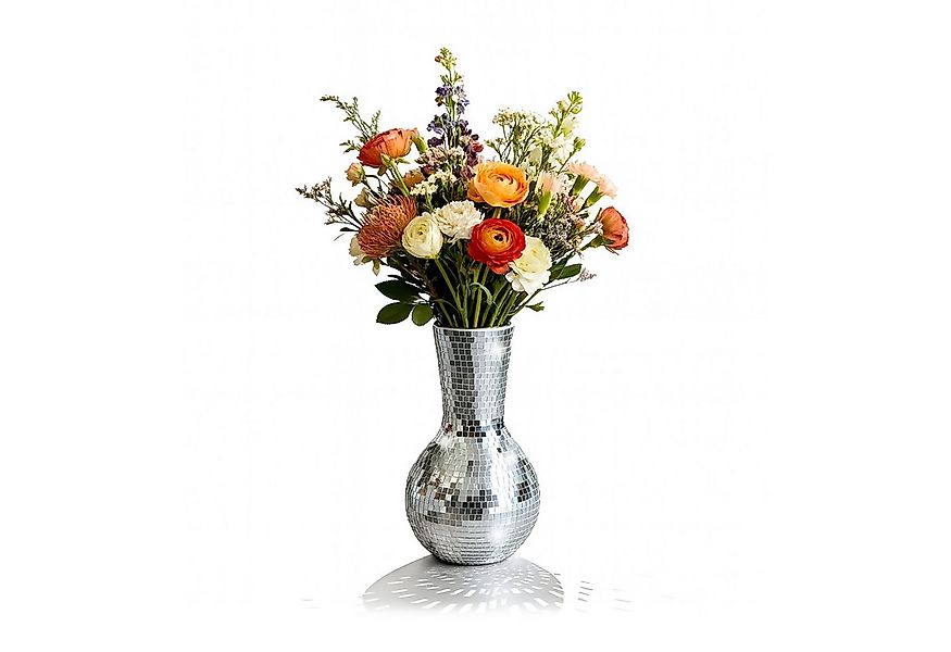 relaxdays Tischvase Disco Vase mit Spiegelglas 28 cm günstig online kaufen