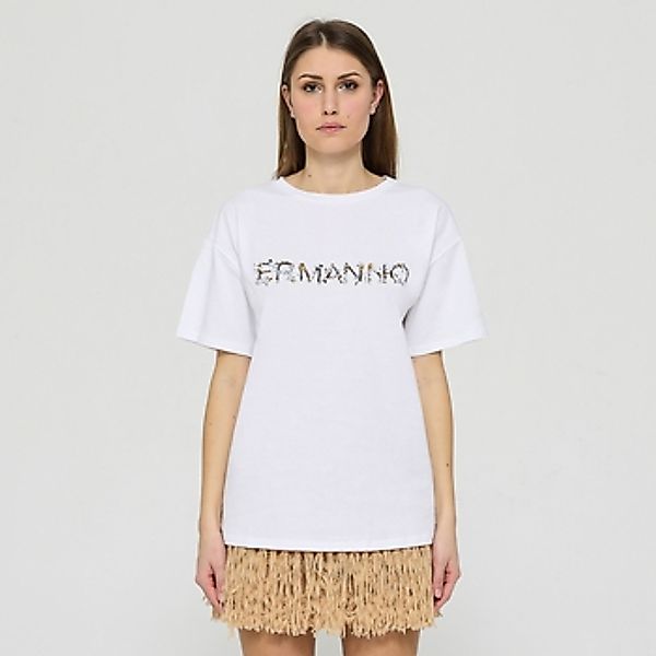 Ermanno Scervino  T-Shirt T-Shirt mit Rundhalsausschnitt und Blumenlogo günstig online kaufen