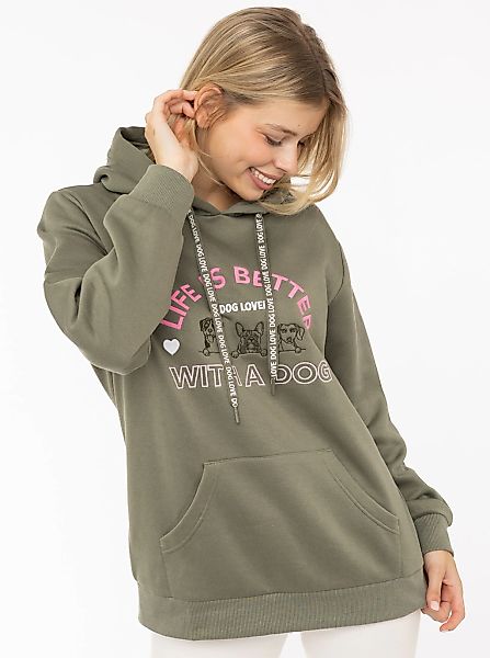 Zwillingsherz Hoodie ""Dog Life"", Mini-Me,mit gestickten Hunden und Slogan günstig online kaufen