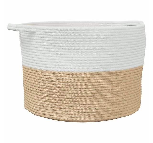 vidaXL Wäschekorb Wäschekorb Beige und Weiß Ø55x36 cm Baumwolle (1 St) günstig online kaufen