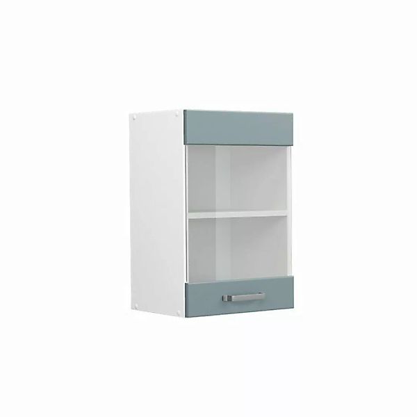Vicco Schranksystem R-Line, Blau-Grau/Weiß, 40 cm mit Glastür günstig online kaufen