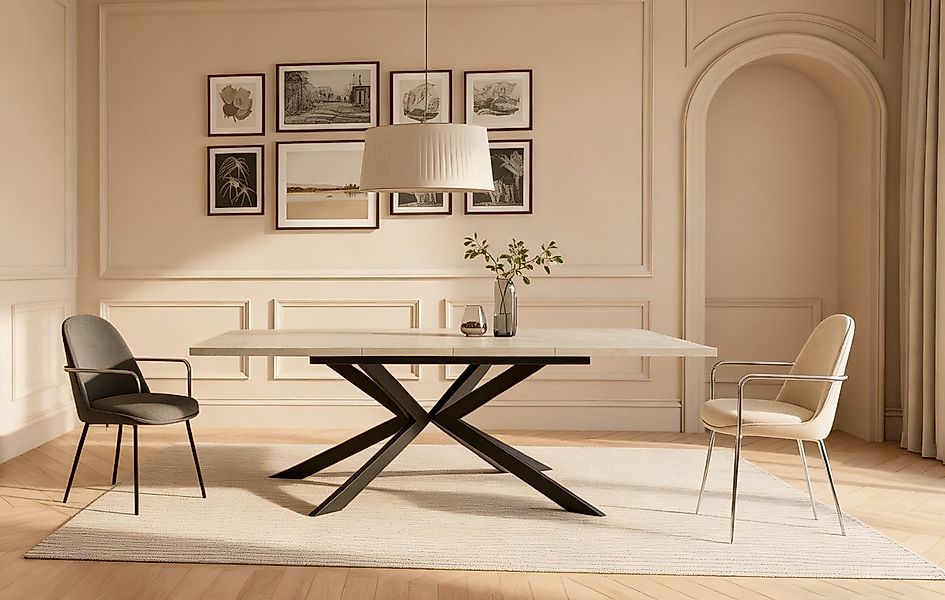 DUBI Möbel Esstisch MALTE, Metallgestell, ausziehbar, 140-180-220cm, 2 Einl günstig online kaufen