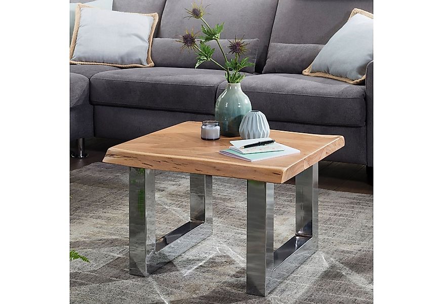 FINEBUY Couchtisch FB49684 Akazie Wohnzimmertisch Holz Massiv Baumkante Sof günstig online kaufen