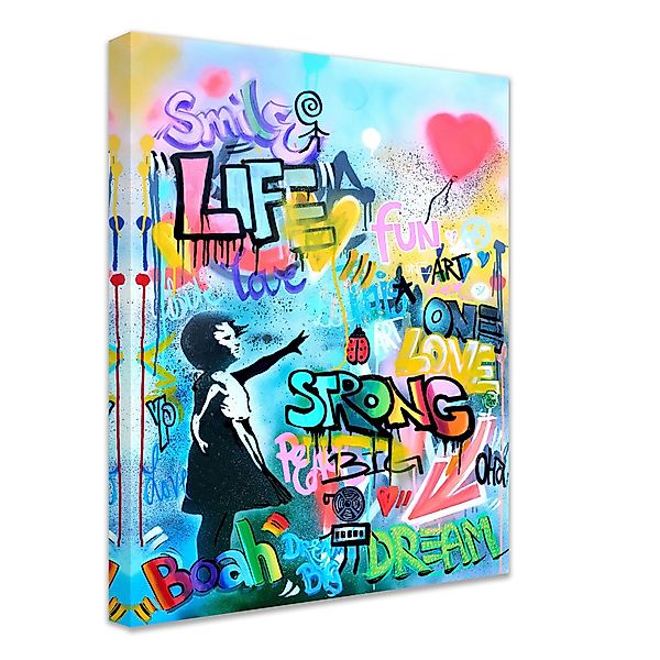 Leinwando Gemälde Leinwand Banksy Mädchen mit günstig online kaufen