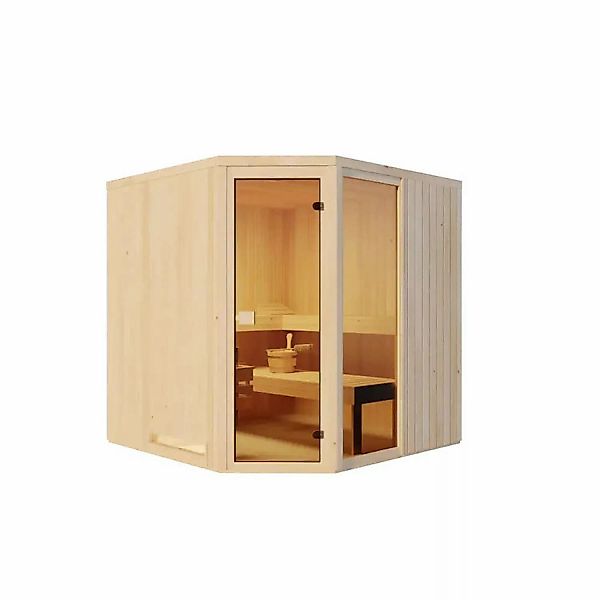 Finntherm Sauna Family Naturbelassen 194 cm x 194 cm Wandstärke 40 mm günstig online kaufen