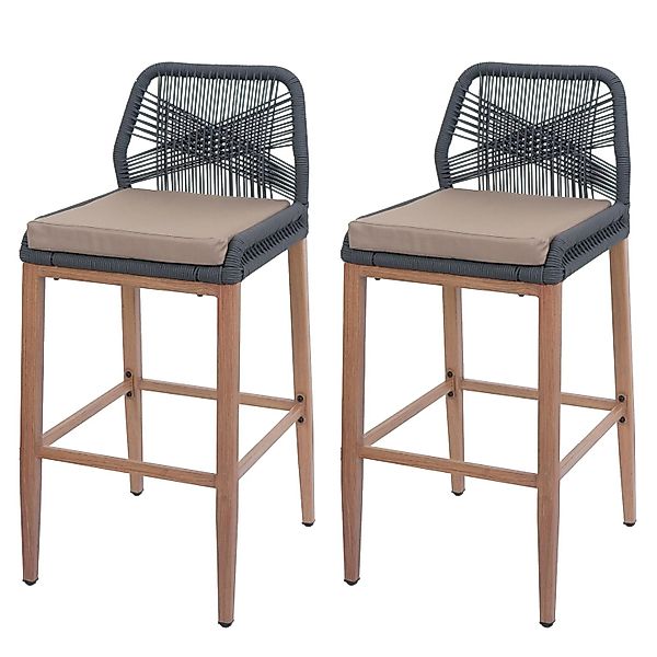 Proregal 2er-Set Rope-Barhocker HxBxT 101x45x50 cm Sitzhöhe 76cm Anthrazit günstig online kaufen