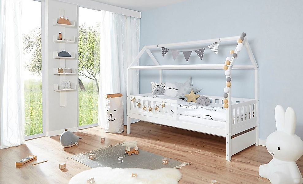 Ticaa Hausbett Traumhaus, Hausbett, aus Kiefer Massivholz, inkl. Rollrost günstig online kaufen